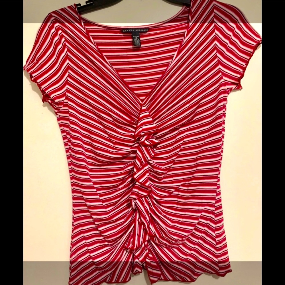 Banana Republic stretchy ruffled short sleeve top